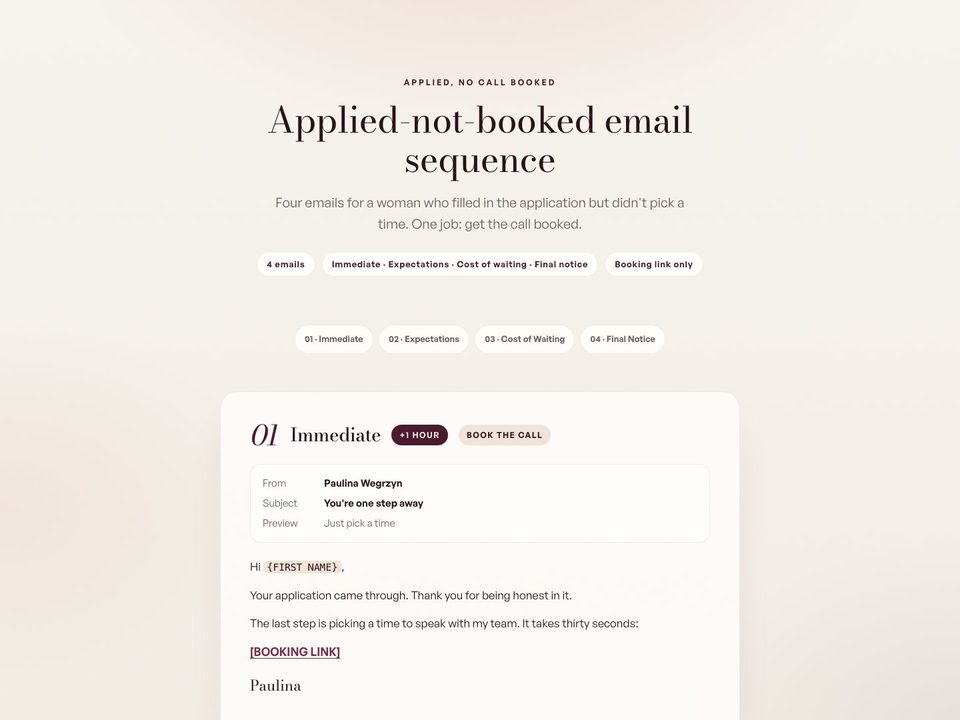 Applied, not booked preview