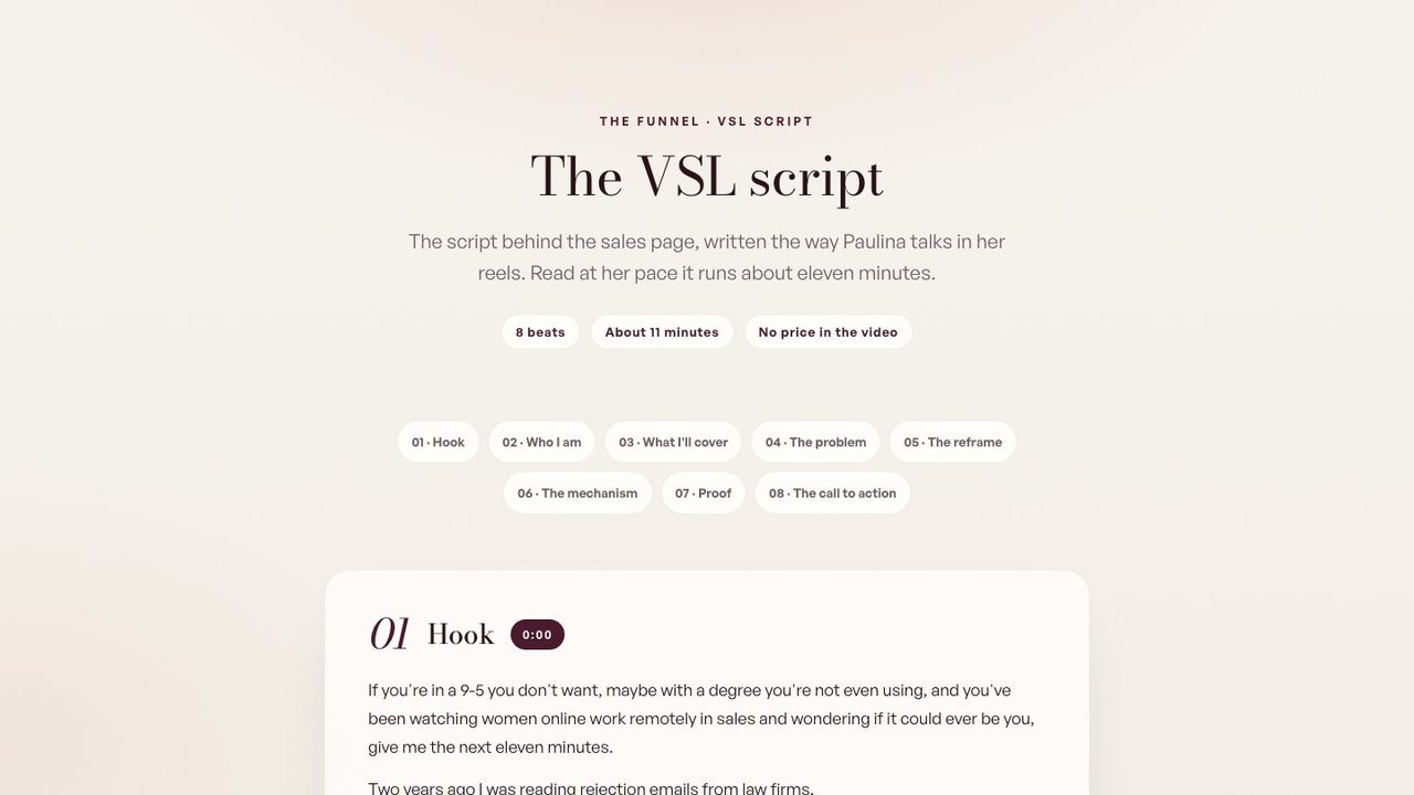 The VSL script preview